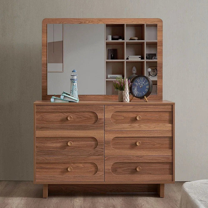 Ren Dresser with Mirror-Natural Walnut-With 2-Year Warranty