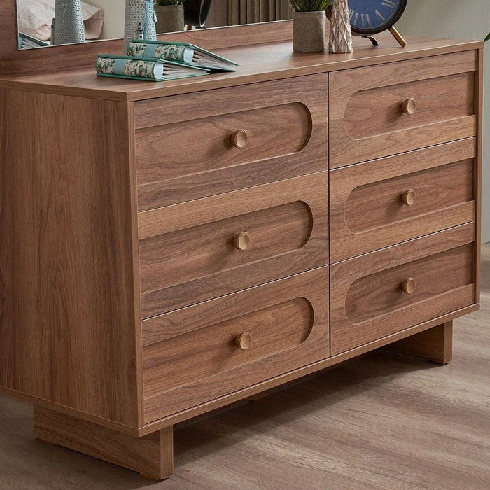 Ren Dresser with Mirror-Natural Walnut-With 2-Year Warranty