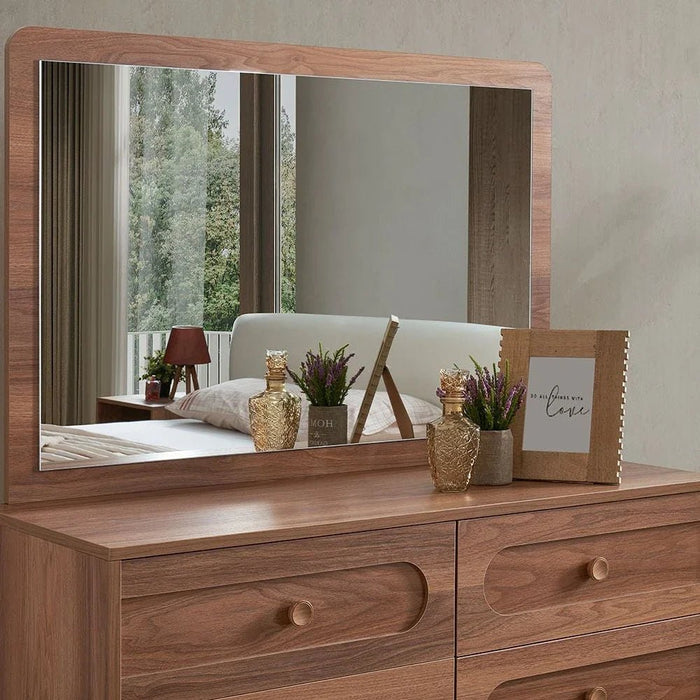 Ren Dresser with Mirror-Natural Walnut-With 2-Year Warranty