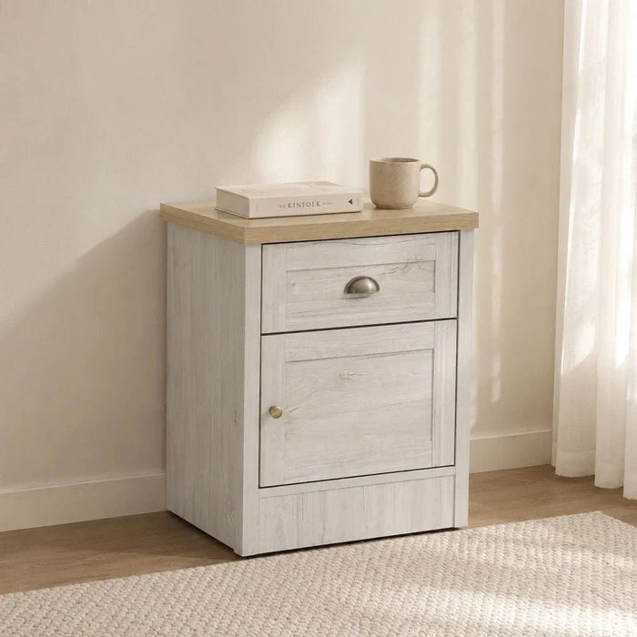 Cambridge 1-Drawer 1Door Nighstand-Oak & White Oak