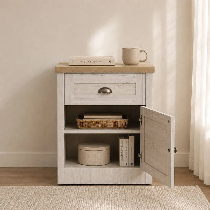 Cambridge 1-Drawer 1Door Nighstand-Oak & White Oak