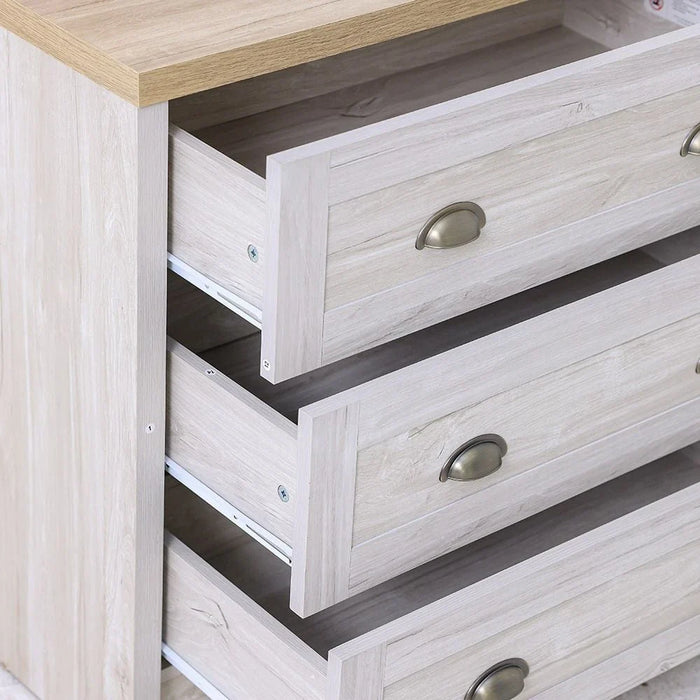 Cambridge 3-Drawers+1Door Master Dresser With Mirror-Oak & White Oak