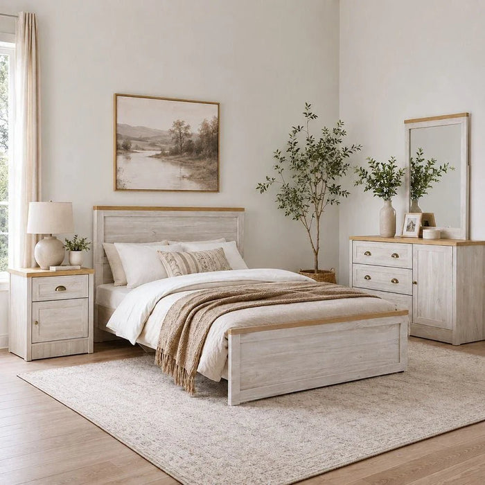 Cambridge 3-Drawers+1Door Master Dresser With Mirror-Oak & White Oak