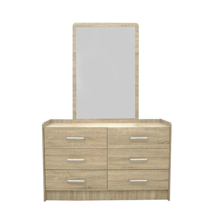 Supreme 6-Drawer Master Dresser with Mirror-French Sonoma Oak-With 2-Year Warranty