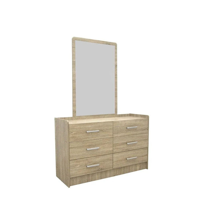 Supreme 6-Drawer Master Dresser with Mirror-French Sonoma Oak-With 2-Year Warranty