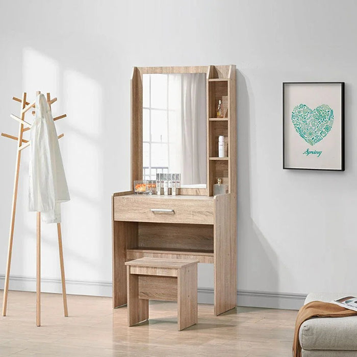 Supreme 1-Drawer Tall Dresser with Stool-French Sonoma Oak-With 2-Year Warranty