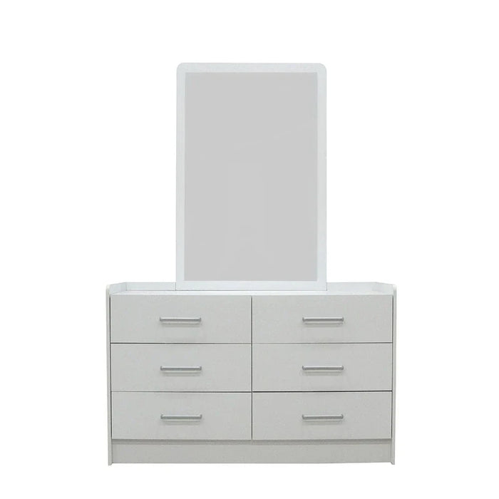 Supreme 6-Drawer Master Dresser with Mirror-White-With 2-Year Warranty