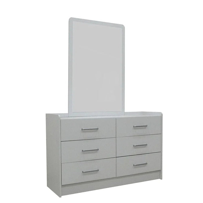 Supreme 6-Drawer Master Dresser with Mirror-White-With 2-Year Warranty