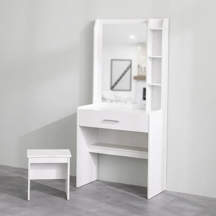 Supreme 1-Drawer Tall Dresser with Stool-White-With 2-Year Warranty