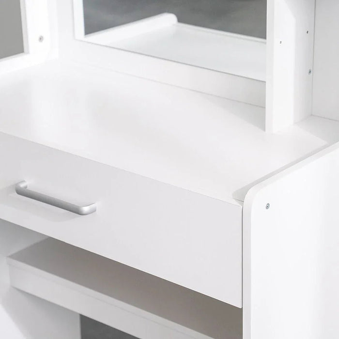Supreme 1-Drawer Tall Dresser with Stool-White-With 2-Year Warranty