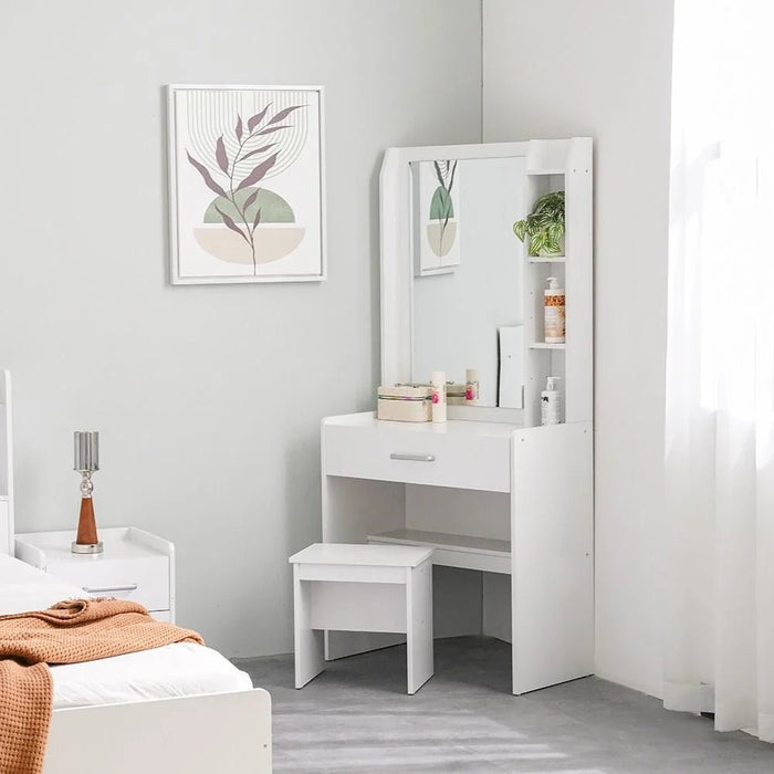 Supreme 1-Drawer Tall Dresser with Stool-White-With 2-Year Warranty