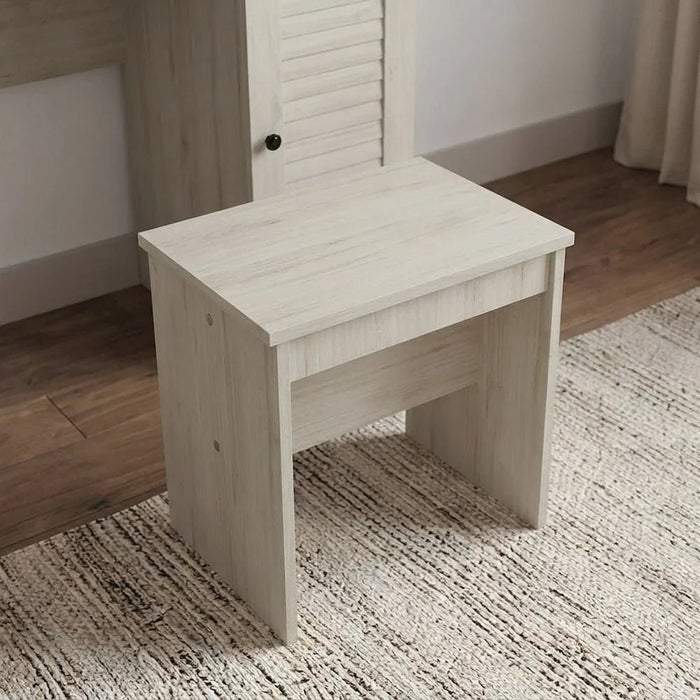Zenith Tall Dresser with Mirror and Stool - White Oak/Cement - With 2-Year Warranty