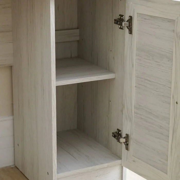 Zenith Tall Dresser with Mirror and Stool - White Oak/Cement - With 2-Year Warranty