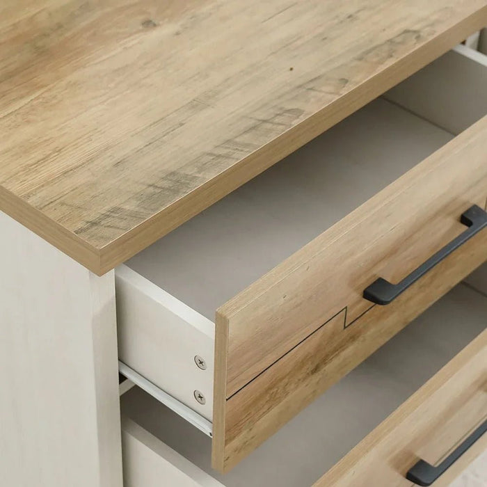Swann 6-Drawer Master Dresser with Mirror - Summer Oak/Pearl White - With 2-Year Warranty