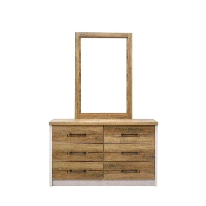 Swann 6-Drawer Master Dresser with Mirror - Summer Oak/Pearl White - With 2-Year Warranty