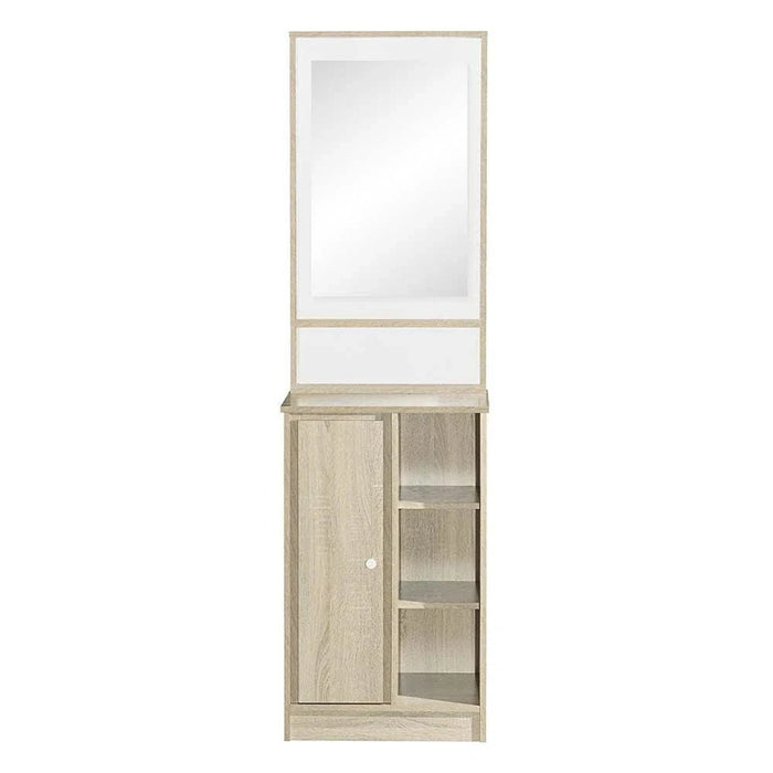 Kinder 1-Door Open Shelf Tall Dresser with Mirror-White & Sonoma Oak-With 2-Year Warranty