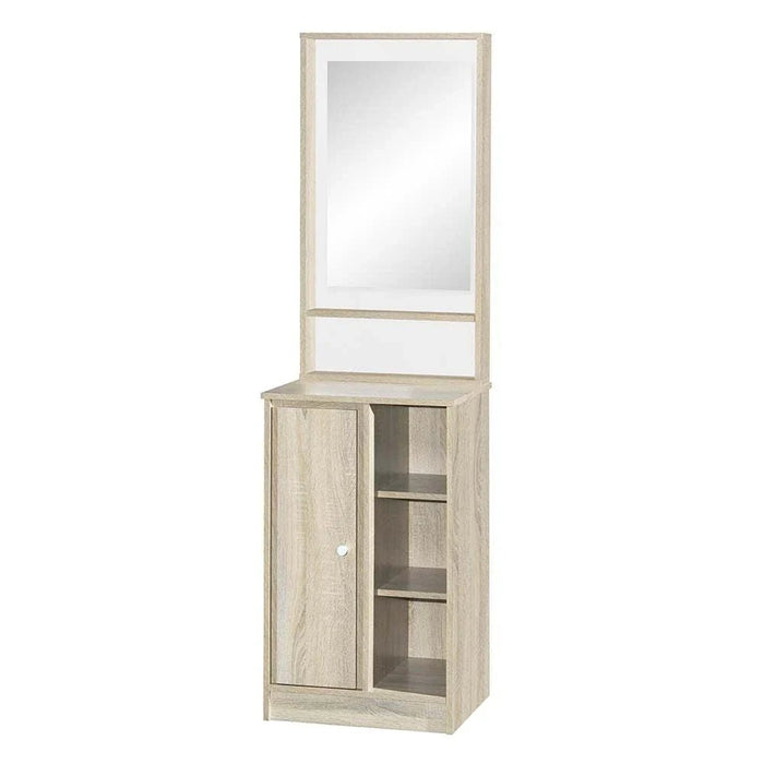 Kinder 1-Door Open Shelf Tall Dresser with Mirror-White & Sonoma Oak-With 2-Year Warranty