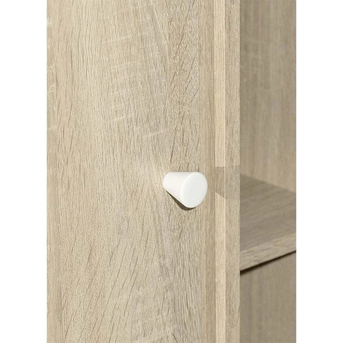 Kinder 1-Door Open Shelf Tall Dresser with Mirror-White & Sonoma Oak-With 2-Year Warranty