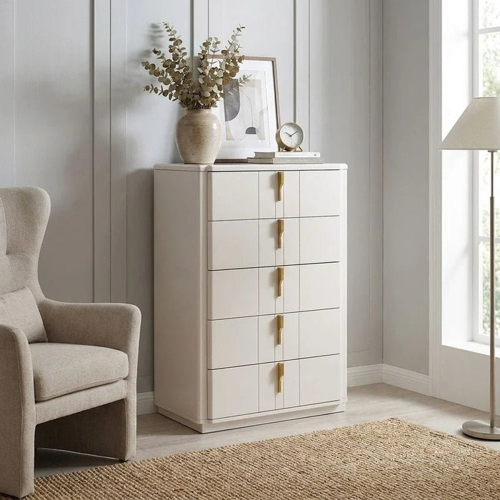Lintell Chest Of 5 Drawer-Cream