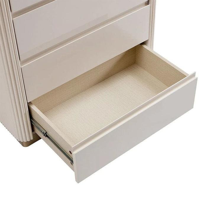 Ashton Chest of 5 Drawers - Beige/Brushed Gold - With 2-Year Warranty