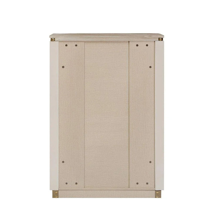 Ashton Chest of 5 Drawers - Beige/Brushed Gold - With 2-Year Warranty