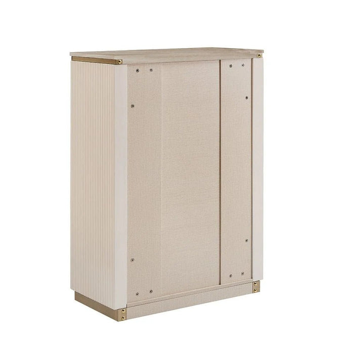 Ashton Chest of 5 Drawers - Beige/Brushed Gold - With 2-Year Warranty