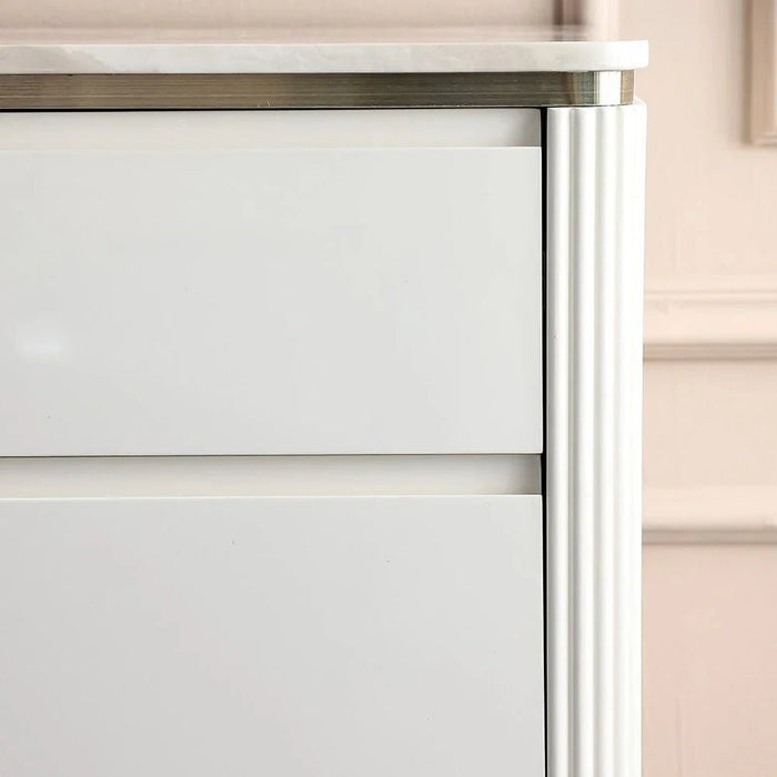 Ashton Chest of 5 Drawers - Beige/Brushed Gold - With 2-Year Warranty
