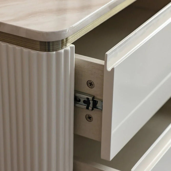 Ashton Chest of 5 Drawers - Beige/Brushed Gold - With 2-Year Warranty