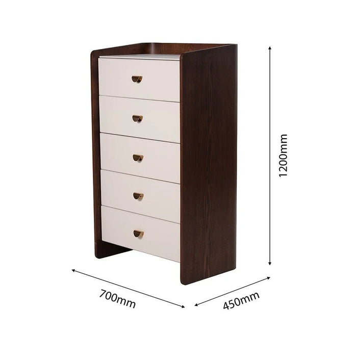 Alhamra 5 Drawer Chest Cabinet-D.Brown/White/Green