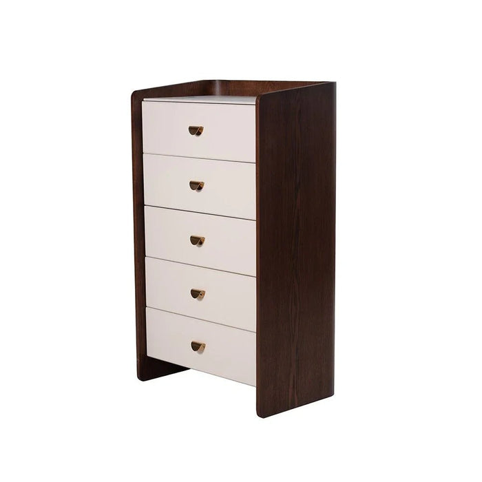 Alhamra 5 Drawer Chest Cabinet-D.Brown/White/Green