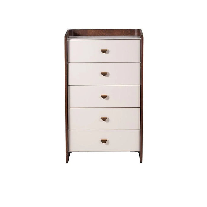 Alhamra 5 Drawer Chest Cabinet-D.Brown/White/Green