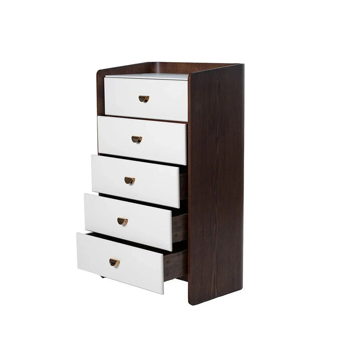 Alhamra 5 Drawer Chest Cabinet-D.Brown/White/Green