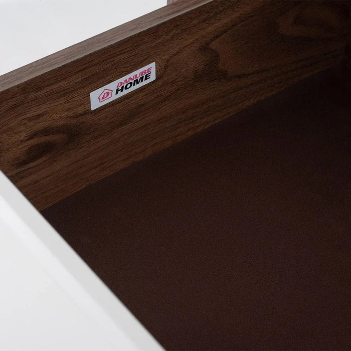 Alhamra Dresser with Mirror & Stool - Dark Brown/White/Green - With 2-Year Warranty