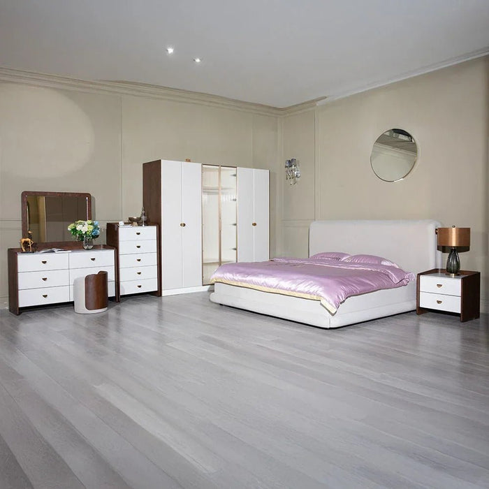 Alhamra Dresser with Mirror & Stool - Dark Brown/White/Green - With 2-Year Warranty