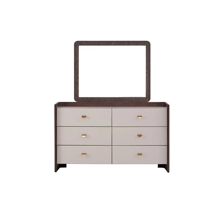 Alhamra Dresser with Mirror & Stool - Dark Brown/White/Green - With 2-Year Warranty