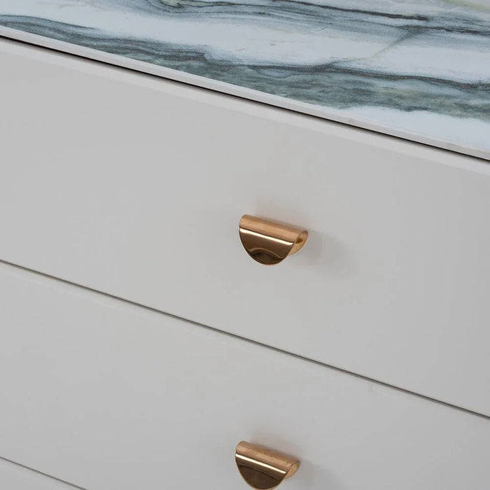 Alhamra Dresser with Mirror & Stool - Dark Brown/White/Green - With 2-Year Warranty