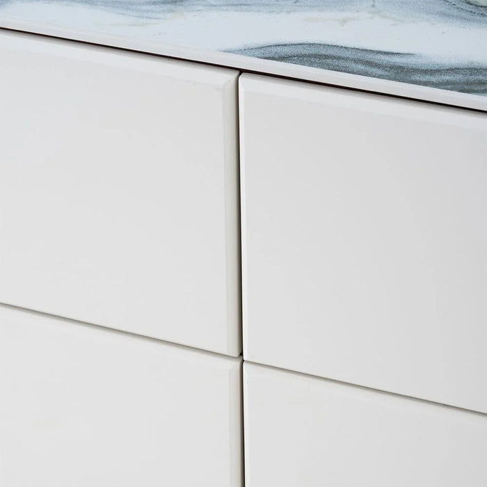 Alhamra Dresser with Mirror & Stool - Dark Brown/White/Green - With 2-Year Warranty