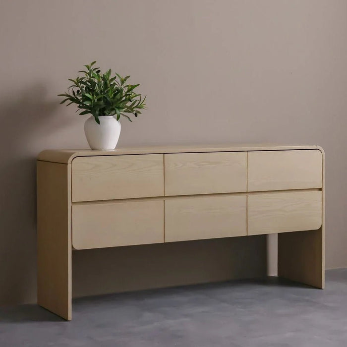 Cassie 6-Drawer Wide Dressing Cabinet - Natural/Ashwood - With 2-Year Warranty