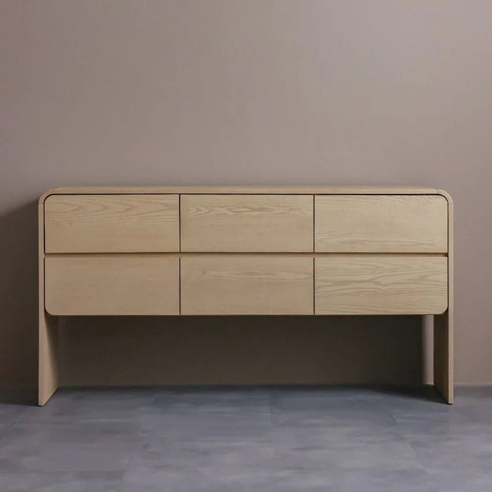 Cassie 6-Drawer Wide Dressing Cabinet - Natural/Ashwood - With 2-Year Warranty