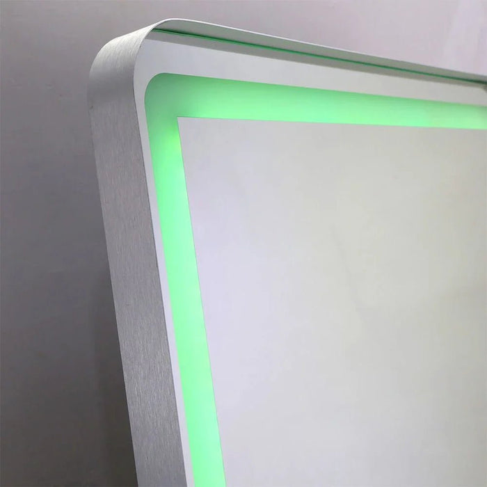 Oakleaf Floor Mirror with RGB LED Lights + Bluetooth Speaker & Touch Screen Button - Silver - With 2-Year Warranty