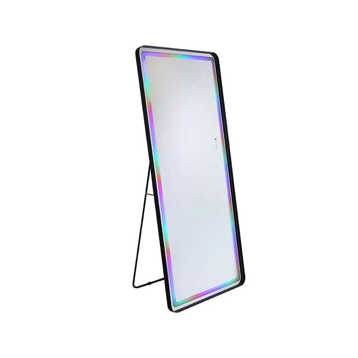 Oakleaf Floor Mirror with RGB LED Lights + Bluetooth Speaker & Touch Screen Button-Black-With 2-Year Warranty