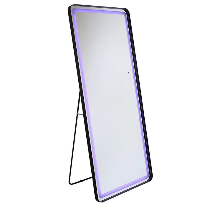Oakleaf Floor Mirror with RGB LED Lights + Bluetooth Speaker & Touch Screen Button-Black-With 2-Year Warranty