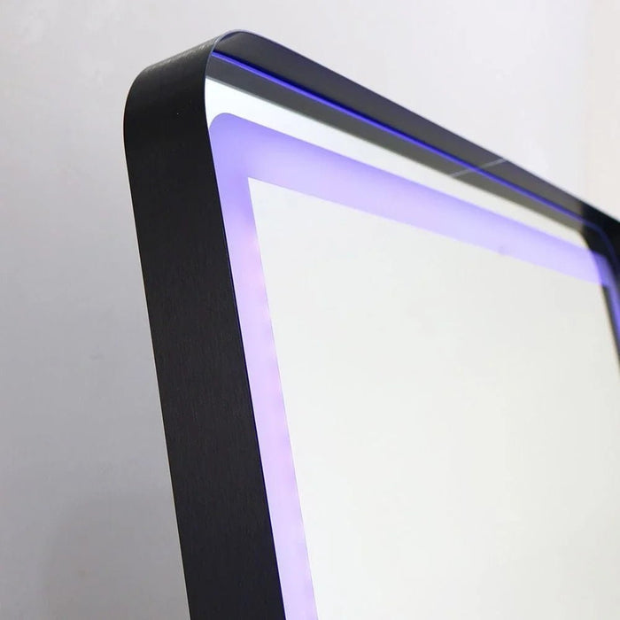 Oakleaf Floor Mirror with RGB LED Lights + Bluetooth Speaker & Touch Screen Button-Black-With 2-Year Warranty