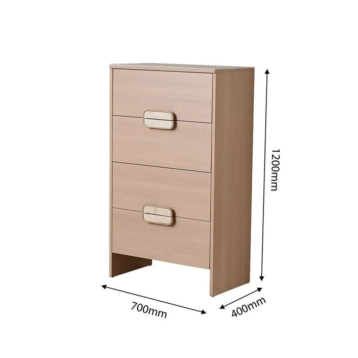 Travvy Chest of 4 Drawers with Travertine Stone Top-Dark Beige-With 3-Year Warranty