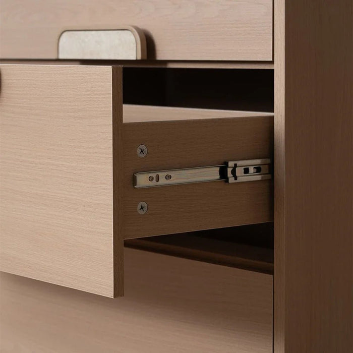 Travvy Chest of 4 Drawers with Travertine Stone Top-Dark Beige-With 3-Year Warranty