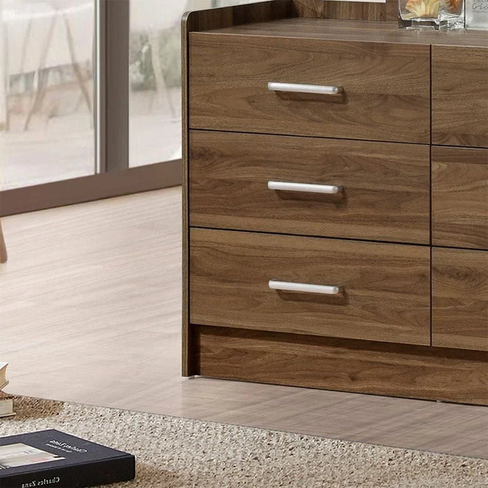 Supreme 6Drawers Master Dresser With Mirror-Light Walnut