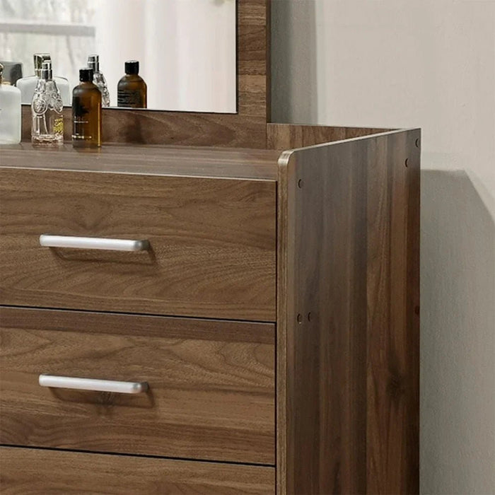 Supreme 6Drawers Master Dresser With Mirror-Light Walnut
