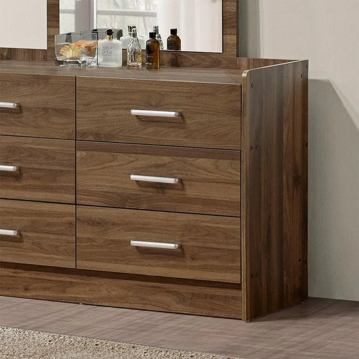 Supreme 6Drawers Master Dresser With Mirror-Light Walnut