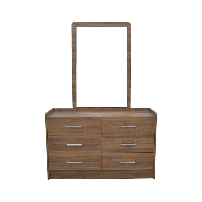 Supreme 6Drawers Master Dresser With Mirror-Light Walnut