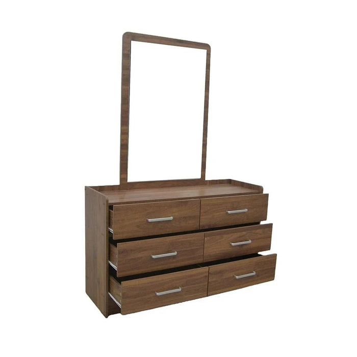 Supreme 6Drawers Master Dresser With Mirror-Light Walnut